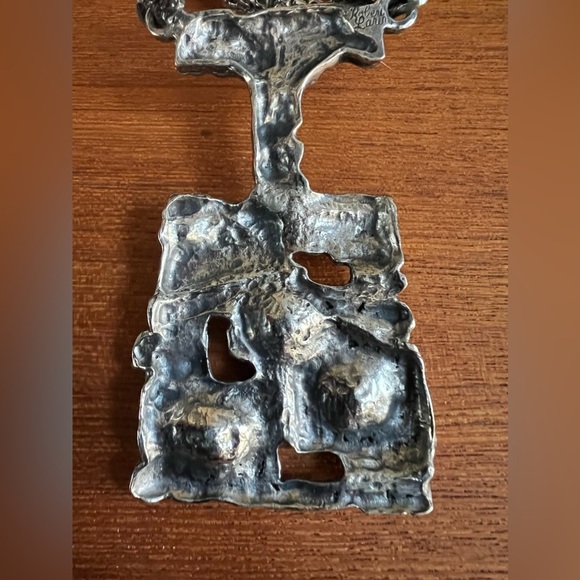 Robert Larin Necklace Brutalist Modernist Art Canadian OOAK Textured Pewter 60's - Picture 3 of 7
